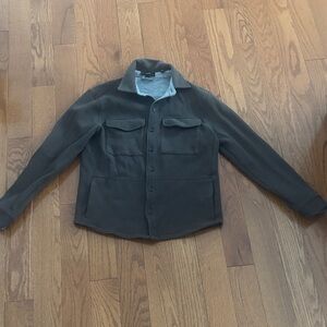 Vince Double-Knit Cotton-Blend Piqué Shirt Jacket Dark Grey XS